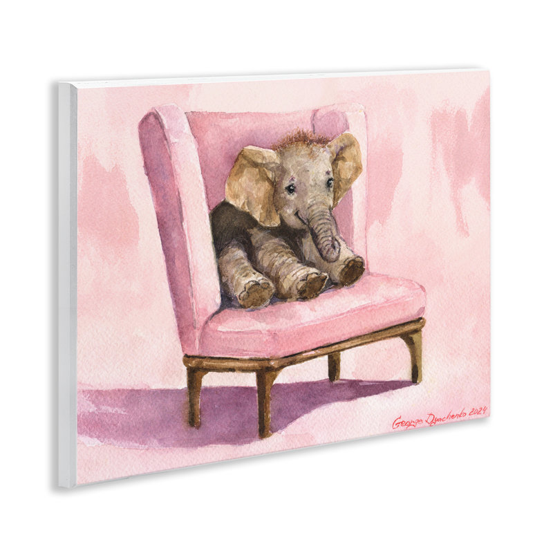 «Elephant Baby on Pink Chair», plaque murale par George Dyachenko