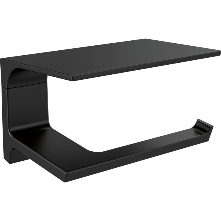 Pivotal Wall Mount Single Post Toilet Paper Holder with Shelf Bath Hardware Accessory