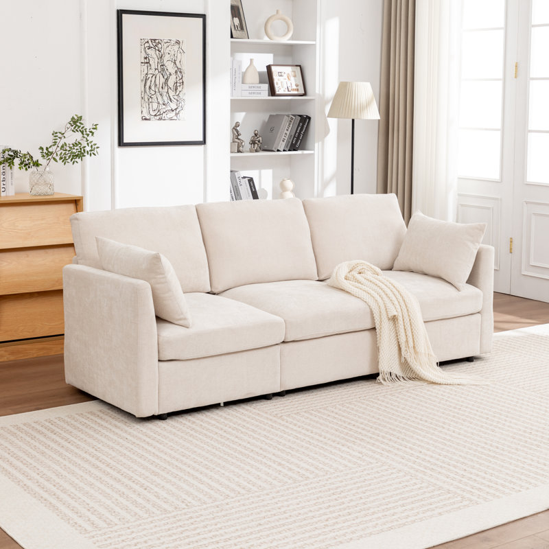 Canapé modulaire rembourré Wilroy, 3, Beige