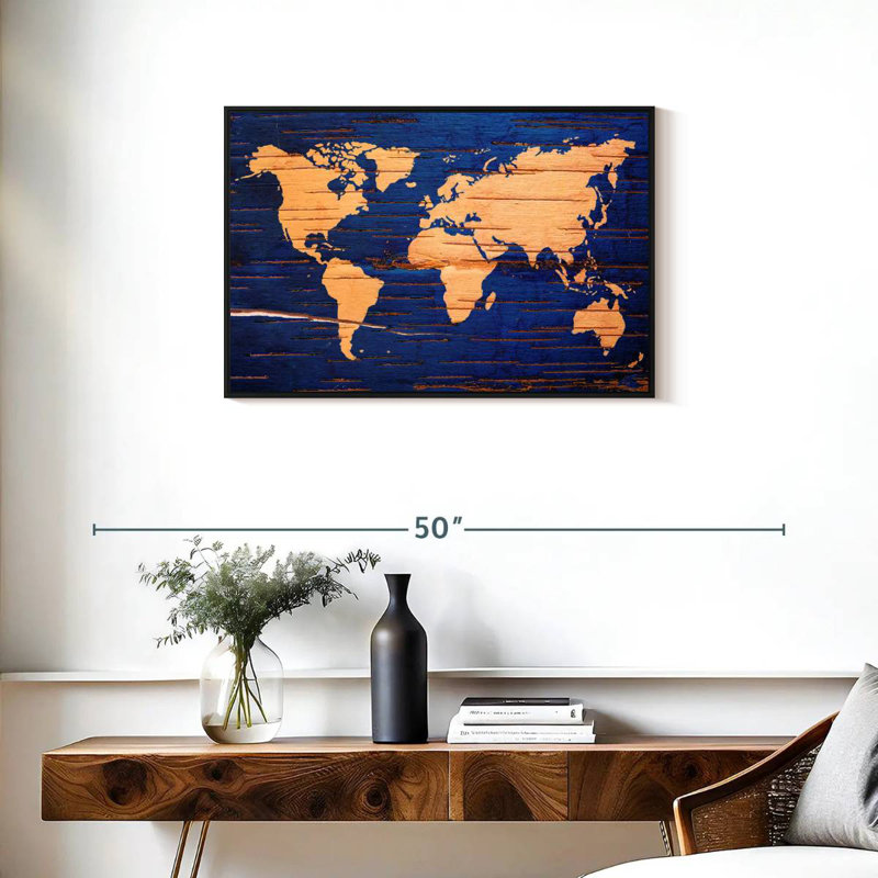 Aliaz Birch Cork World Map, 21" H x 31" W