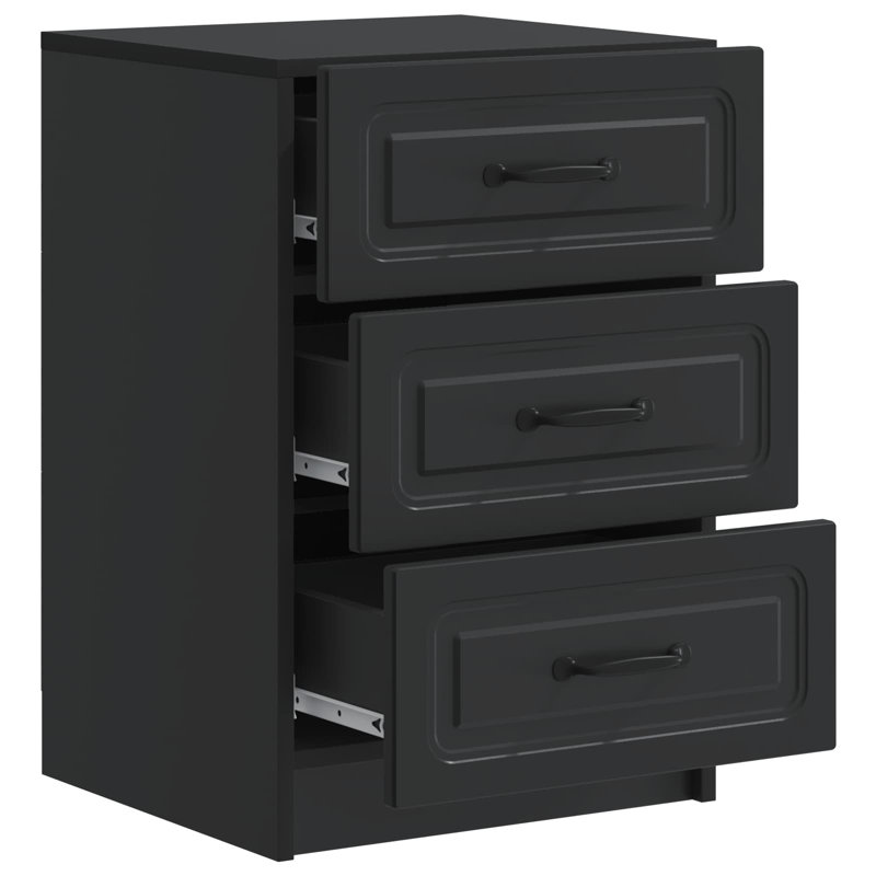 43cm W Manufactured Wood Bedside Table, Black
