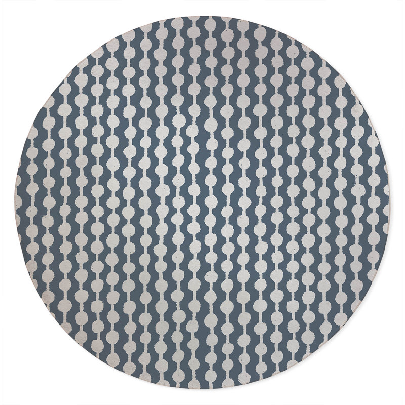 Dot Tied Non-Slip Outdoor Rug, Round 5'