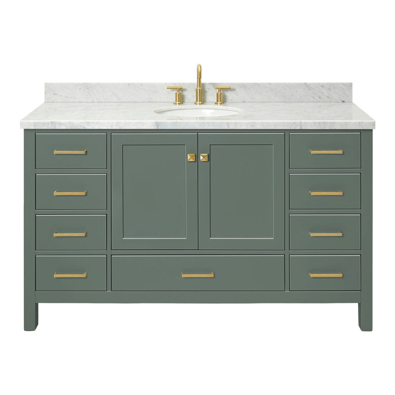Amariani 61" Single Bathroom Vanity Set, Vintage Green, Oval