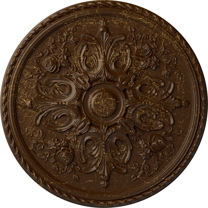 Endurathane Bradford Ceiling Medallion, 32 5/8"OD x 2"P (Fits Canopies up to 6 5/8"), Hand-Painted Root Beer Crackle Finish