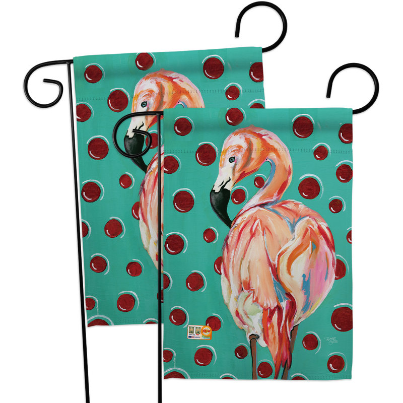 Polyester de flamant rose à 2 côtés 19 x 13 po drapeau de jardin