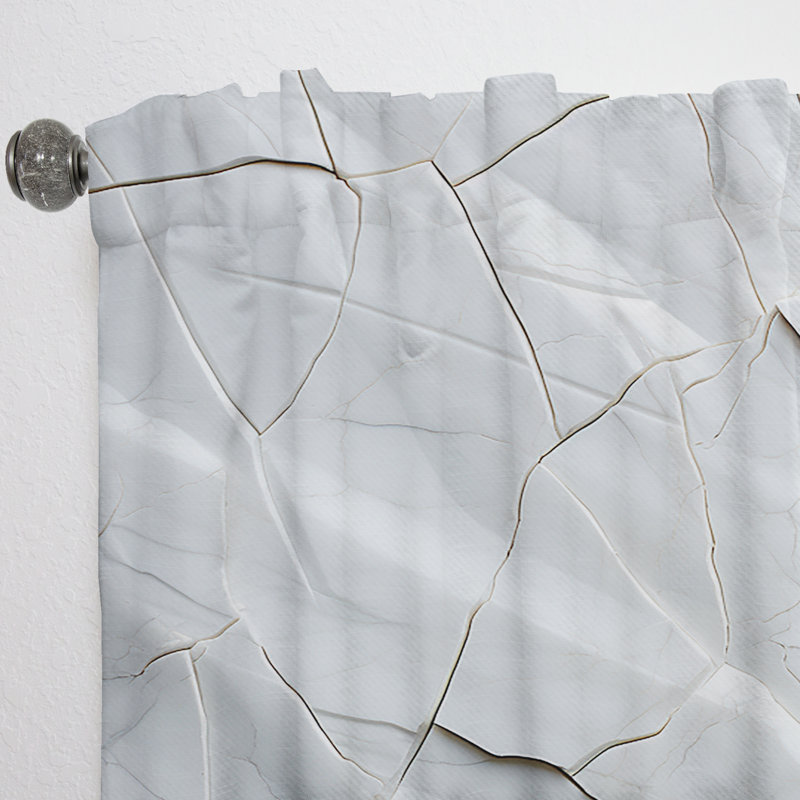 Adelicia Earth White Minimalist Fossils - Collages Curtain - Velvet Room Darkening - 1 panel, 52" W x 63" L