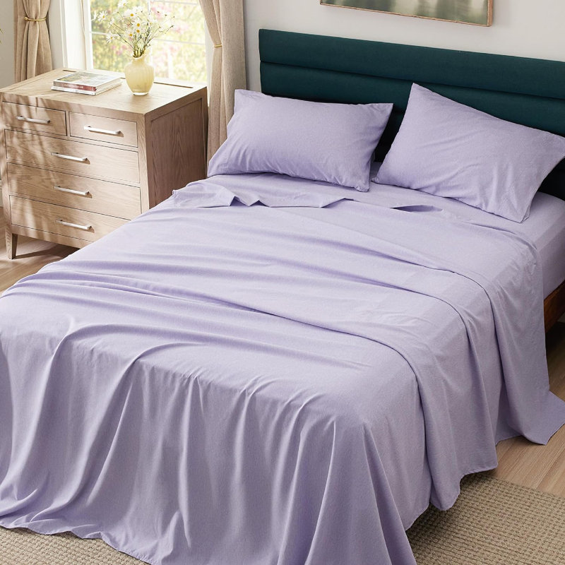 Polyester, Ensemble de draps pour très grand lit avec 2 taie, Mauve