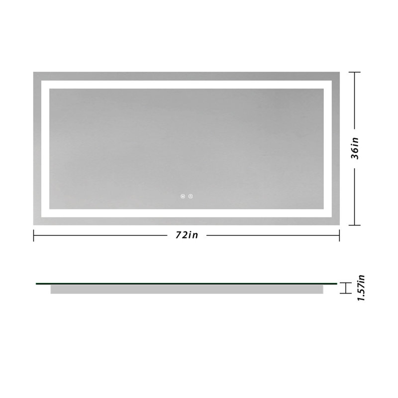 Miroir de salle de bain Lashaunte, Rectangle, 36 po x 72 po