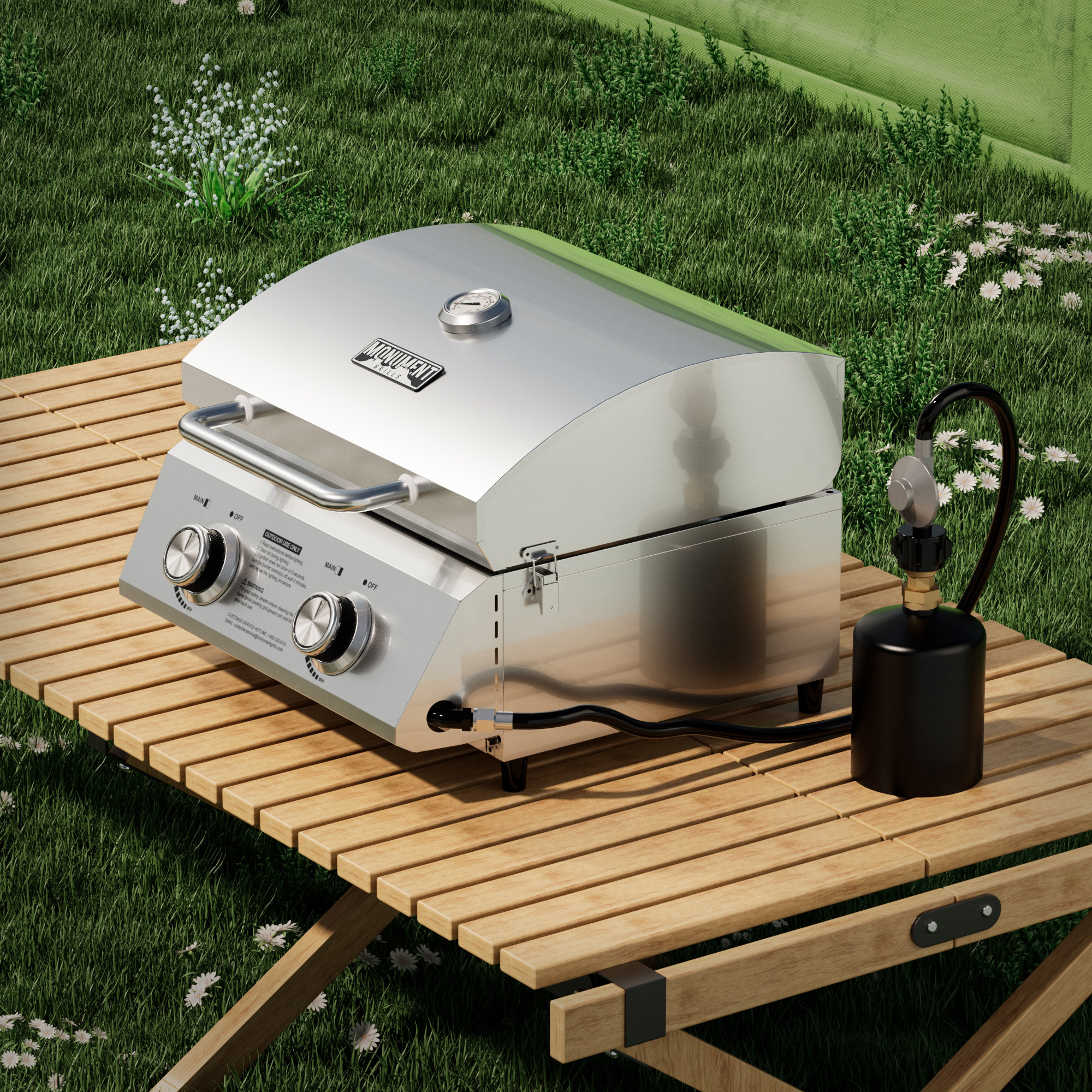 Monument Grills 13742 Tabletop Propane Gas Grill Stainless for 