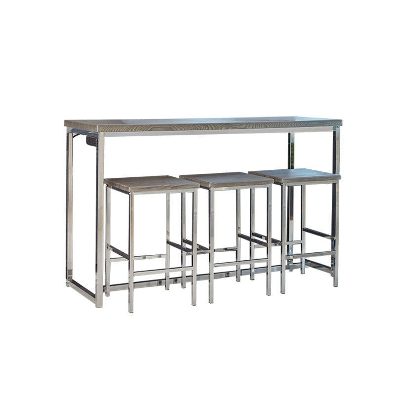 4-Piece Rectangle Counter Height Set, Dark Oak And Chrome