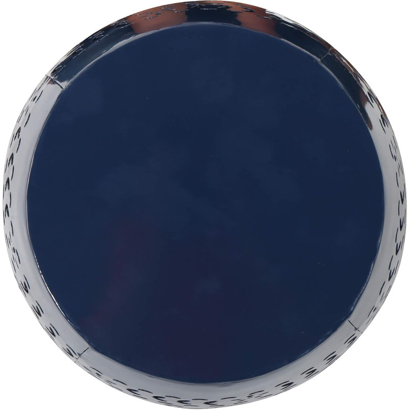 Lilac Dark Blue Polished Metal 18" Oval End Table