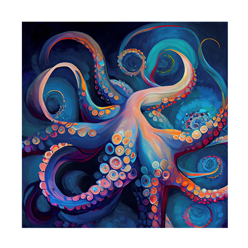 «Sasha Octopus Abstractions», art sur toile, H 14 po x l 14 po