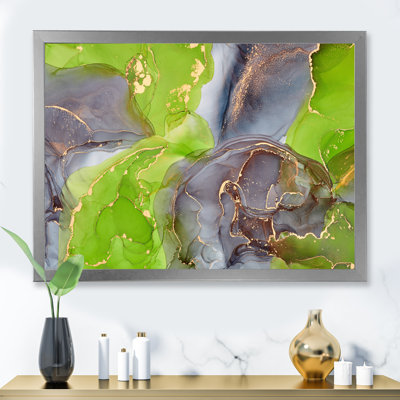 " Green And Purple Luxury Abstract Fluid Art II " by Designart