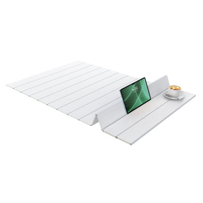 Plateau de baignoire, housse de baignoire pliable anti-poussière, couvercle d'isolation en PVC pour la plupart des baignoires, peut contenir un verre à vin, livres, tablettes, téléphones portables (blanc, 160 x 80 x 0,7 cm)