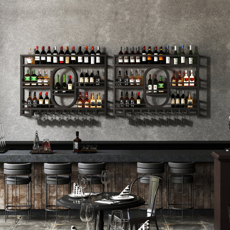 Support à vin mural à 3 niveaux sans DEL, 20 bouteilles de vin, 31,5 po H x 39,5 po L x 5,9 po P