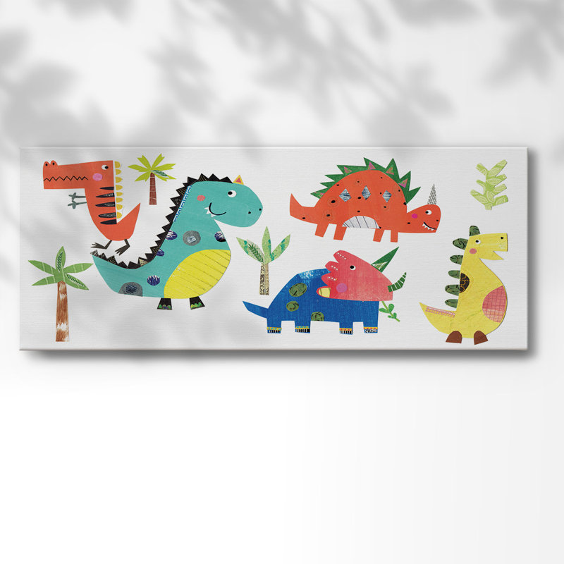 Dino Party sur toile, H 12 po x l 30 po x P 1,5 po