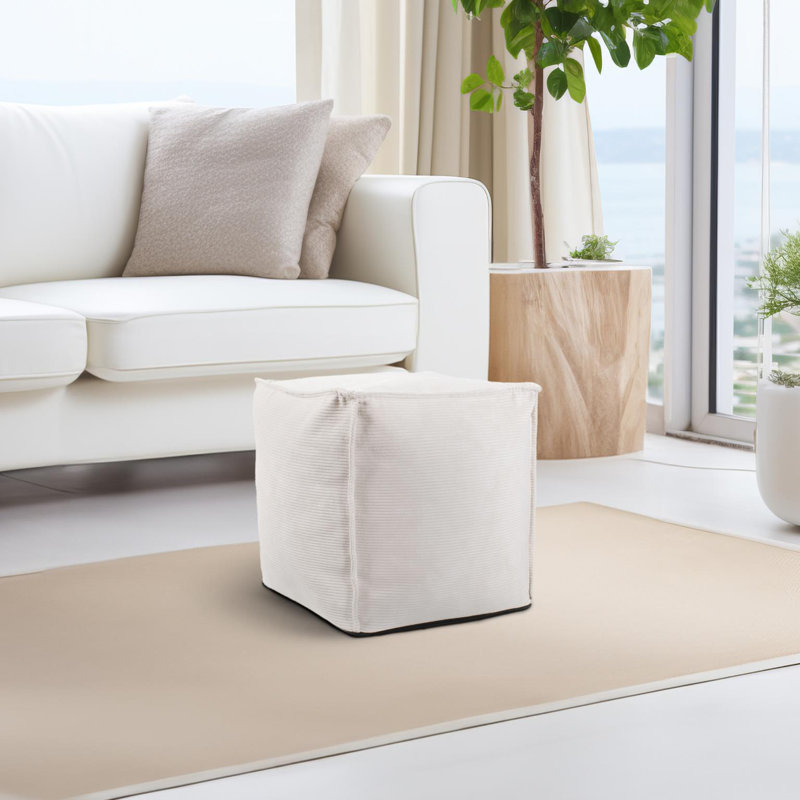 Kujala Tall Square Pouf Pana Sand, Natural Polyester