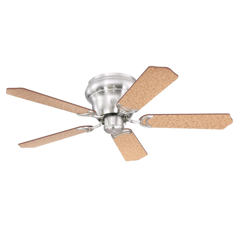 42" Rosenblatt 5 - Blade Standard Ceiling Fan with Pull Chain and Light Kit Included, Brushed Nickel with Rosewood Blades