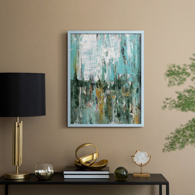 Abstract Turquoise Forest I Framed Print - Solid Wood