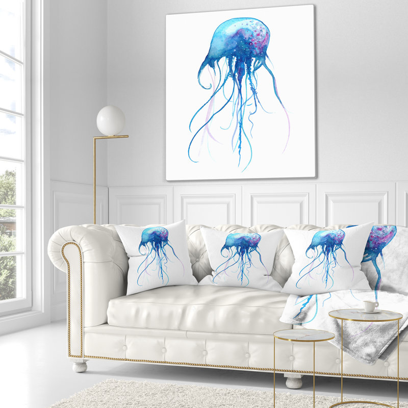 Coussin aquarelle jellyfish animal, 16 po x 1 po, Coussin décoratif