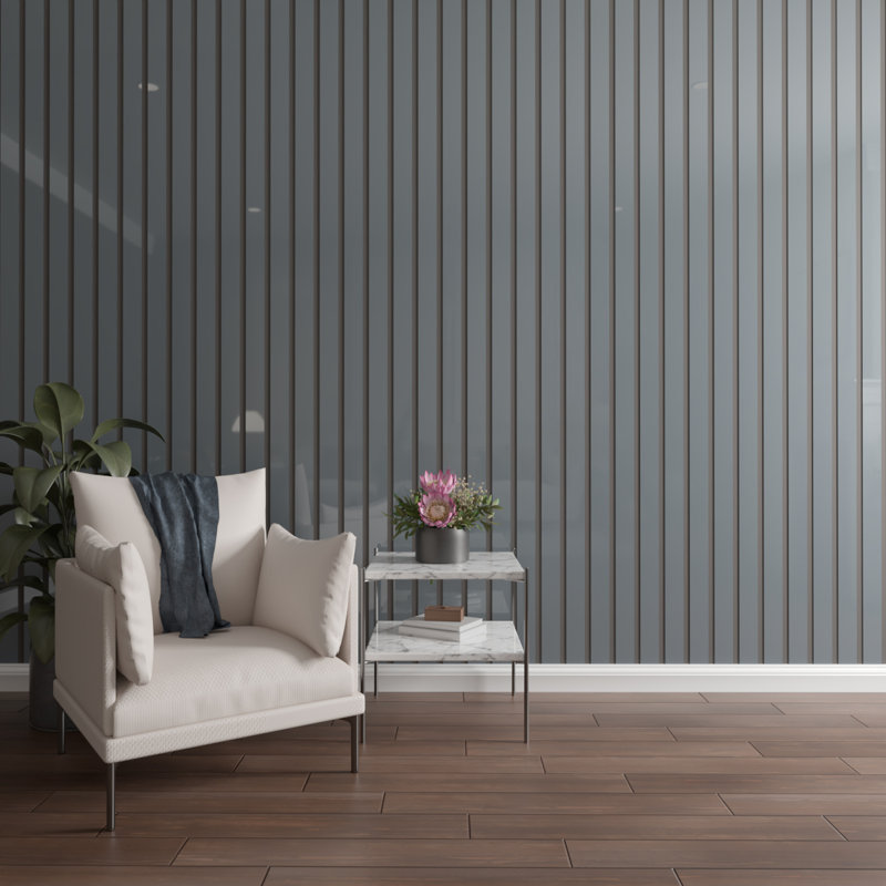Dark Grey Acrylic Decorative Wall Panel Kit with Adjustable Slats