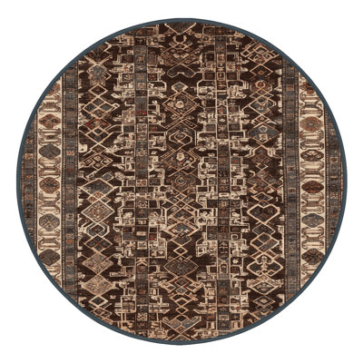 Machine Washable Art Deco Black Area Rug