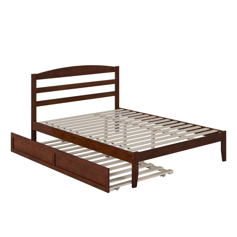 Lit plateforme en bois massif avec lit gigogne Elliana, Grand, gris