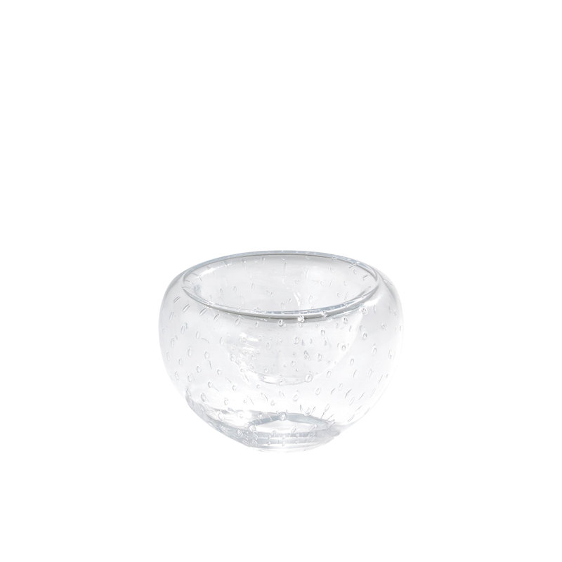 Double Take Bowl-Clear Seeded-Med, 4" H x 6" W x 6" D