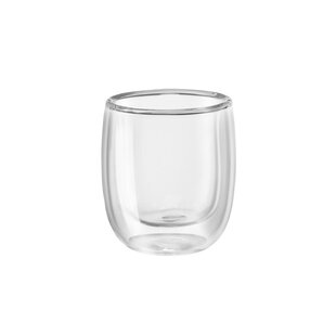 Glass Double Walled Espresso Cups Set of 4 - Wide Italian  Style Clear 2.6 OZ Doppio Cups - Espresso Accessories Small Double Wall  Expresso Coffee Cups: Espresso Cups