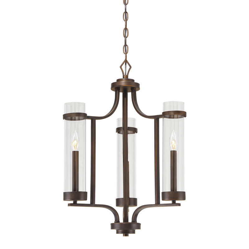 Lustre géométrique 3 lumières ombrées Milan, Bronze huilé
