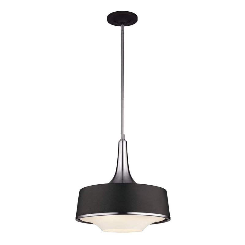 Holloway 1-Light Mini Pendant, Brushed Steel/Textured Black, 27.6 cm H x 22.9 cm W