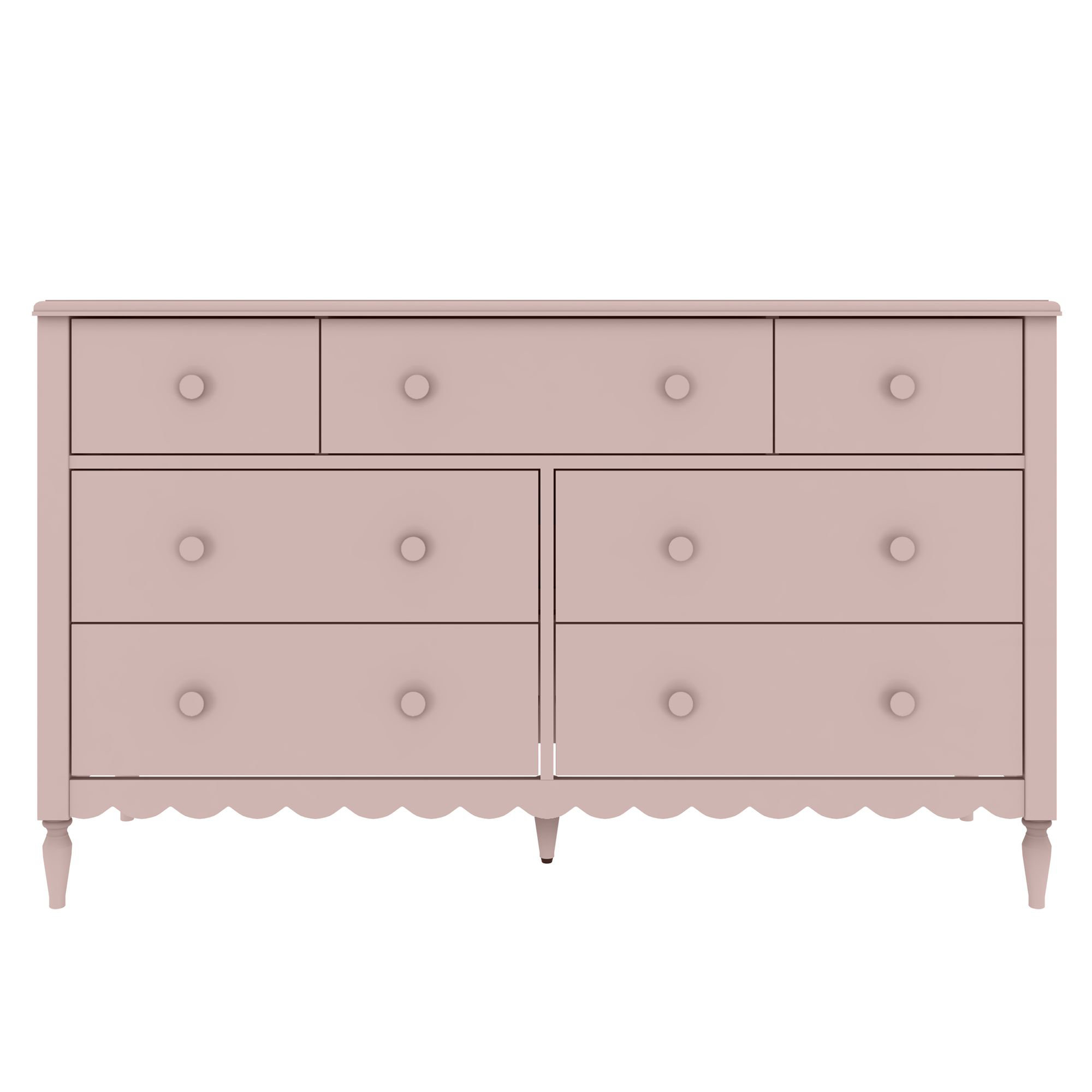 Charlotte 7 Drawer Dresser, Pecan, Blossom Pink
