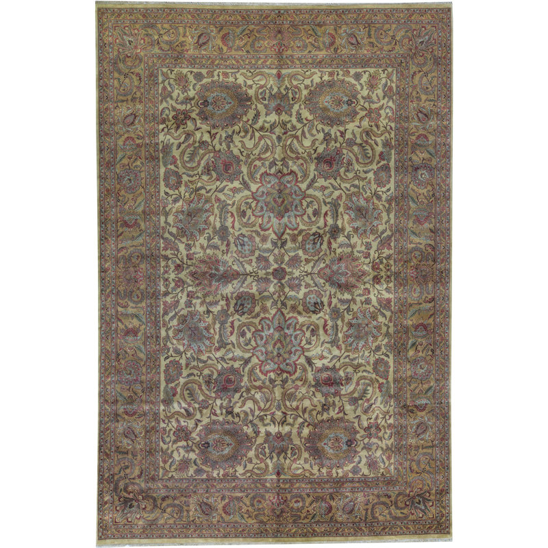 Tapis doré et doré de haute qualité noué à la main