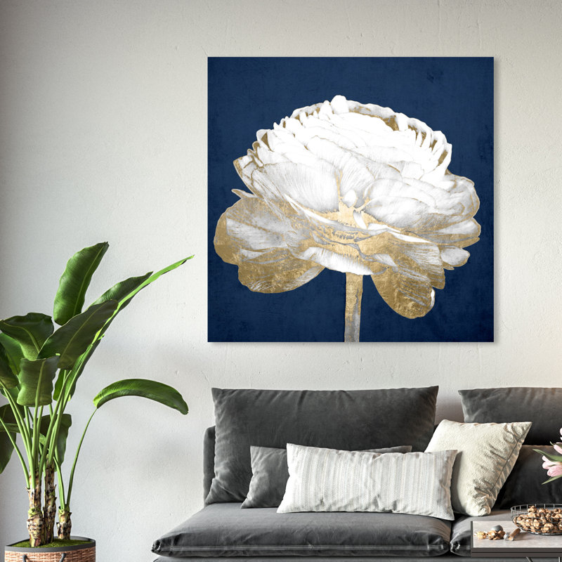 Impression sur toile pour le salon, or blanc et luxe, H 20 po x l 20 po, Toile tendue, Sans cadre