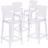 Imca Counter Stool with Square Back in Transparent Crystal - Wedding Chairs