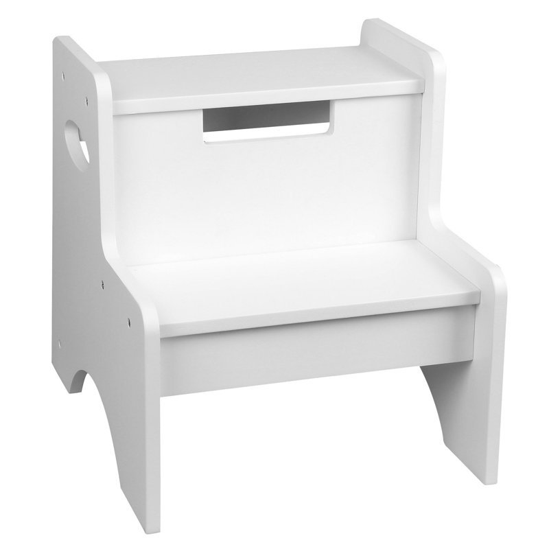 Tabouret en bois à deux marches pour adultes et enfants Wildkin, blanc