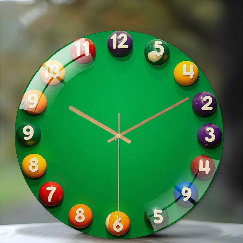 Jeu de boules de billard d'extérieur de qualité pour jeux vidéo - Horloge murale moderne en verre 12 po