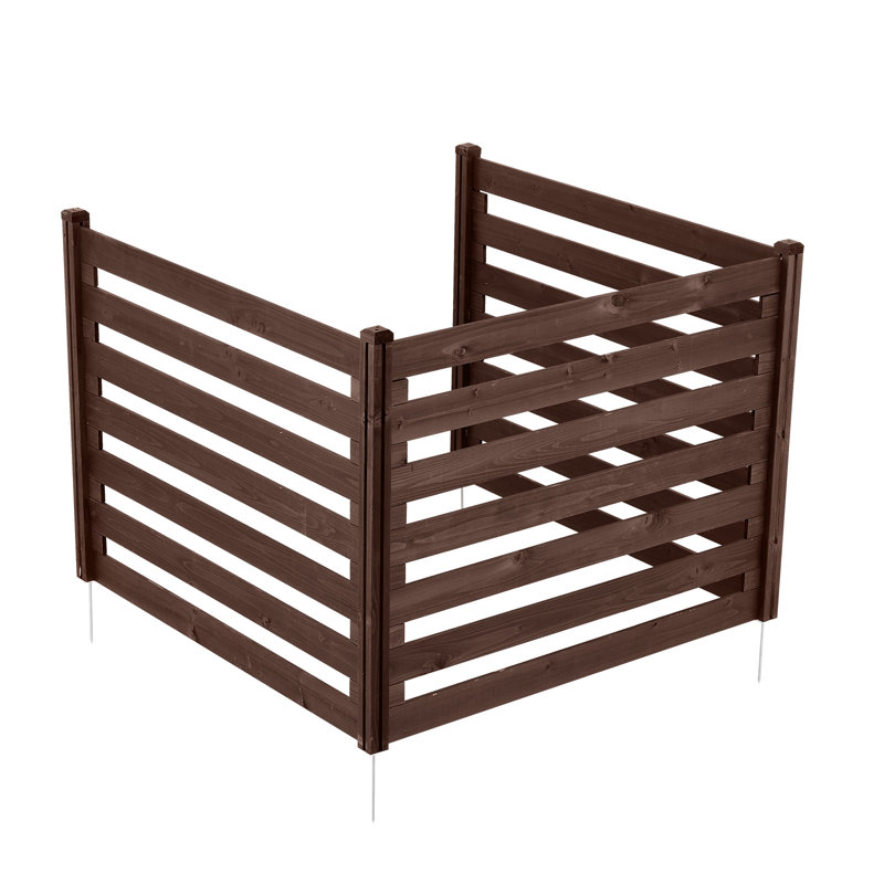Clôture d'intimité en bois, clôture de climatiseur de 48 po x 37 po, écran d'intimité en bois massif à 3 panneaux avec piquets en métal, structure en acier, clôture à poubelle convenant au jardin, à la piscine
