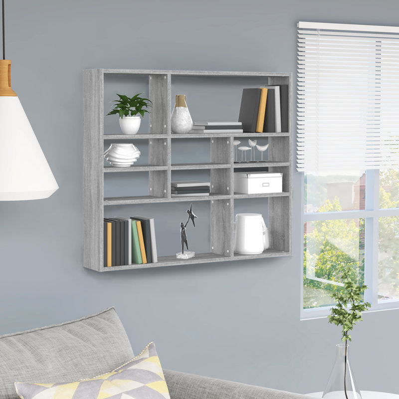 Ramus 10 Piece Wood Accent Shelf, Grey Sonoma