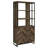 Rustic Oak Herringbone 2-Door Bookcase