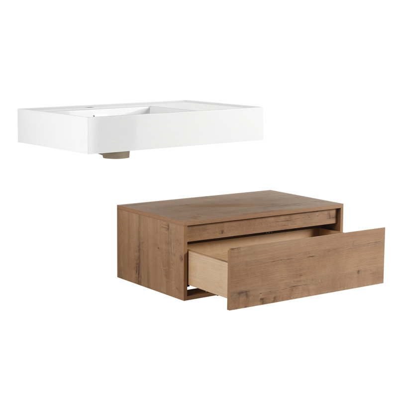 Meuble-lavabo en résine élégant et pratique pour salle de bain avec rangement