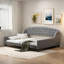 Lit de jour moderne avec bouton capitonné et pieds solides-713414905