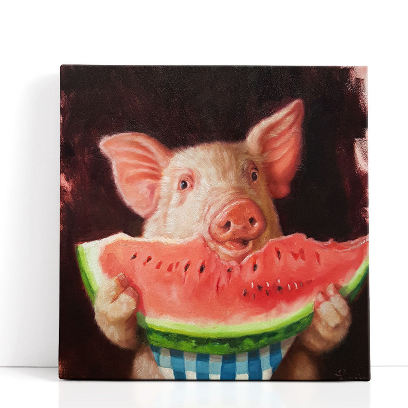 «Pig Out», reproduction d'art sur toile, H 12 po x l 12 po