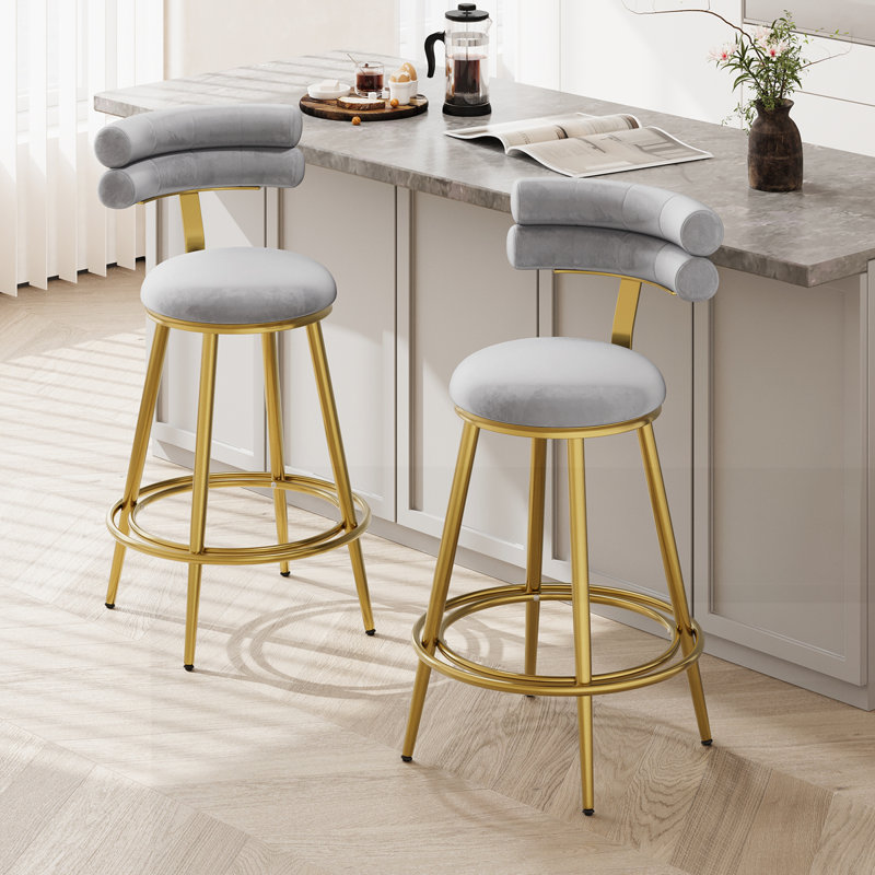 27.65'' Modern Counter Stools Set of 2, Gray , 2