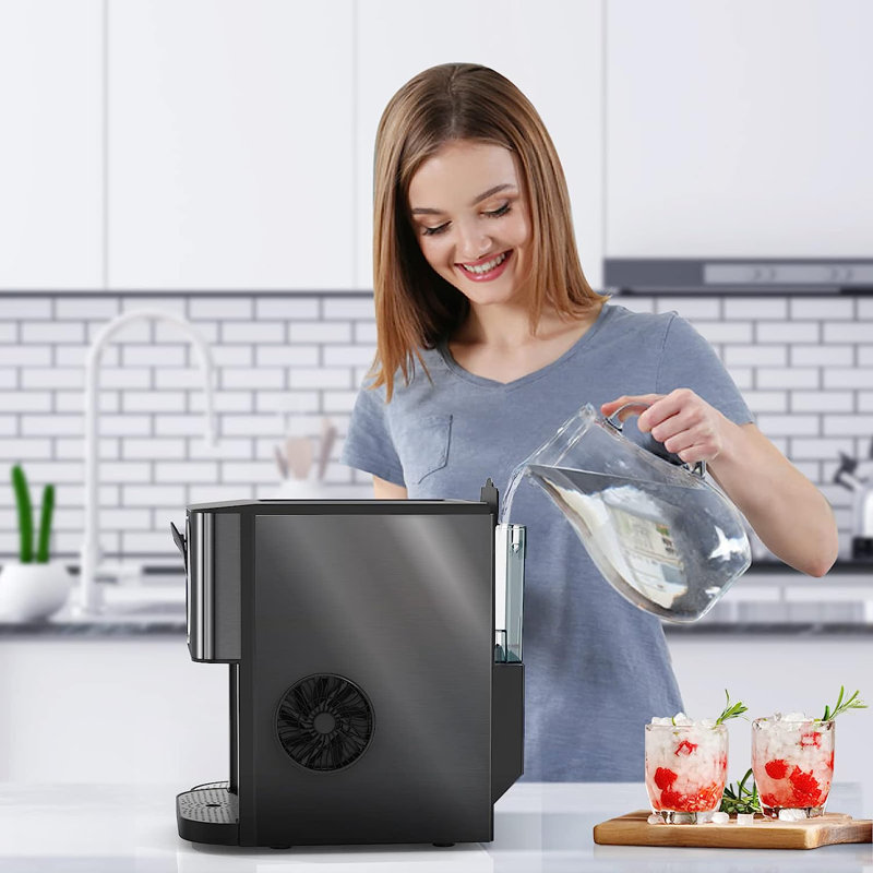 44lbs/24H Countertop Nugget Ice Maker Contactless Dispense 2.4L Reservoir Self-Cleaning for Home Bar Office