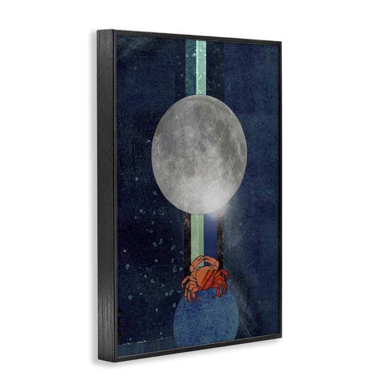 Art giclée sur toile crabe surréaliste par Lindsey Newman, Giclée encadrée noir minuit, H 24 po x l 16 po