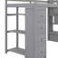 Structure de lit mezzanine simple en bois avec quatre tiroirs et tablettes de rangement-189391106