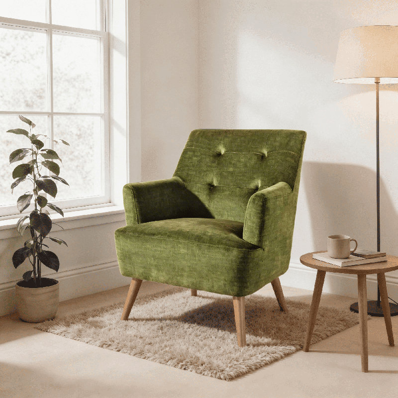 Arta Upholstered Armchair, Green