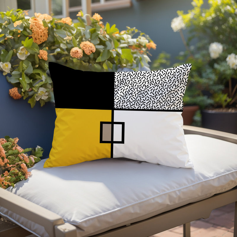 Coussin lombaire réversible intérieur / extérieur Looma, Rectangle H 14 po x l 20 po, Yellow