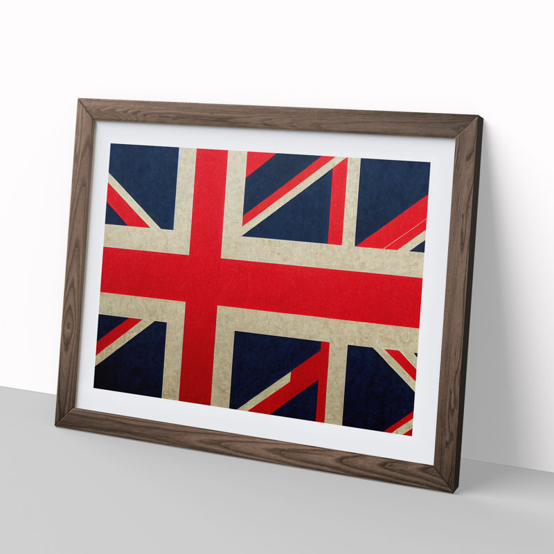 Abstract Union Jack Flag Vol.2 - Single Picture Frame Print, 46cm H x 64cm W x 2cm D, Walnut Framed